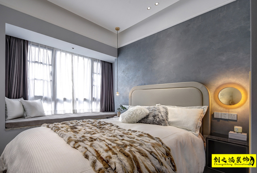 半包裝修二手房裝修天津裝修公司創(chuàng)之鴻臥室 (2)