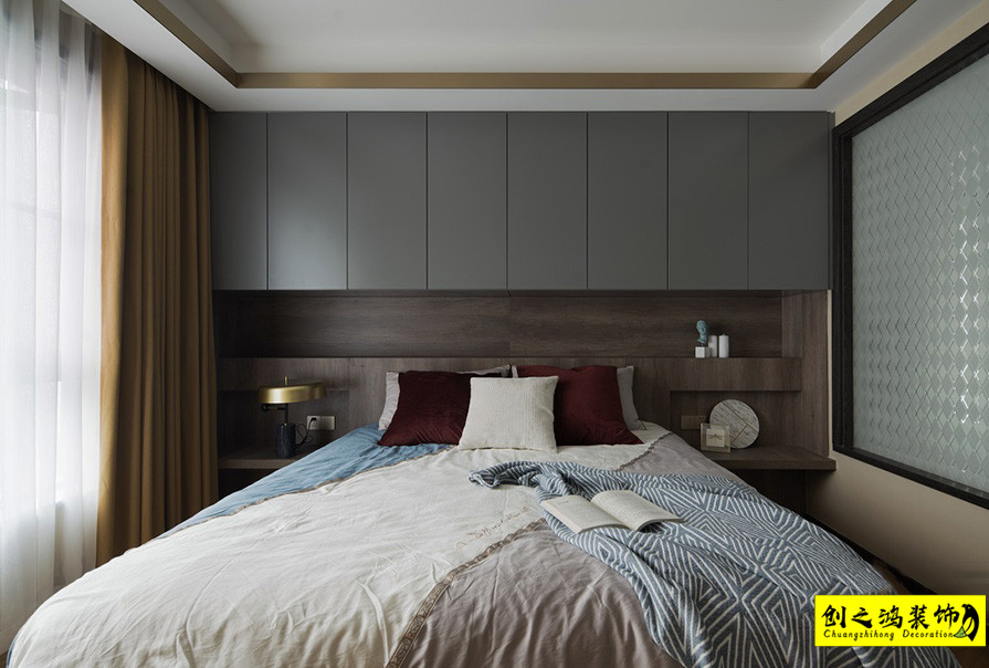 天津裝修公司大包裝修新房裝修創(chuàng)之鴻臥室 (1)