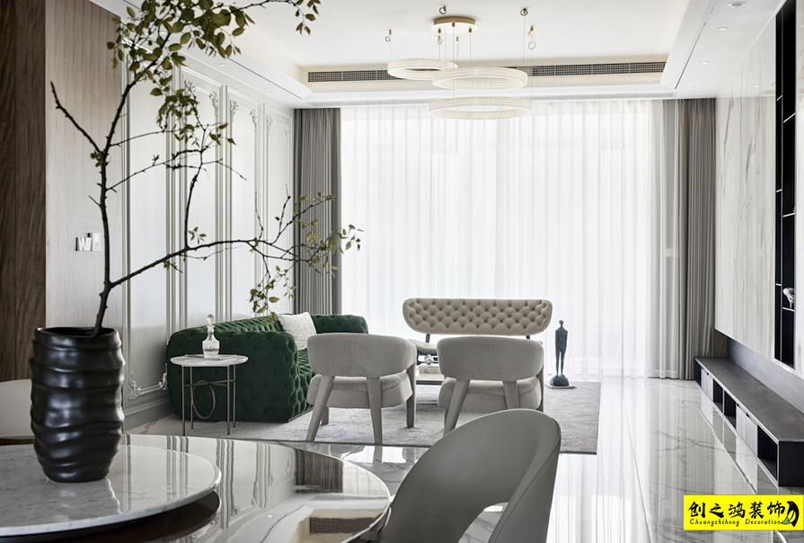 半包裝修大包裝修天津裝修公司創(chuàng)之鴻裝飾客廳 (1)