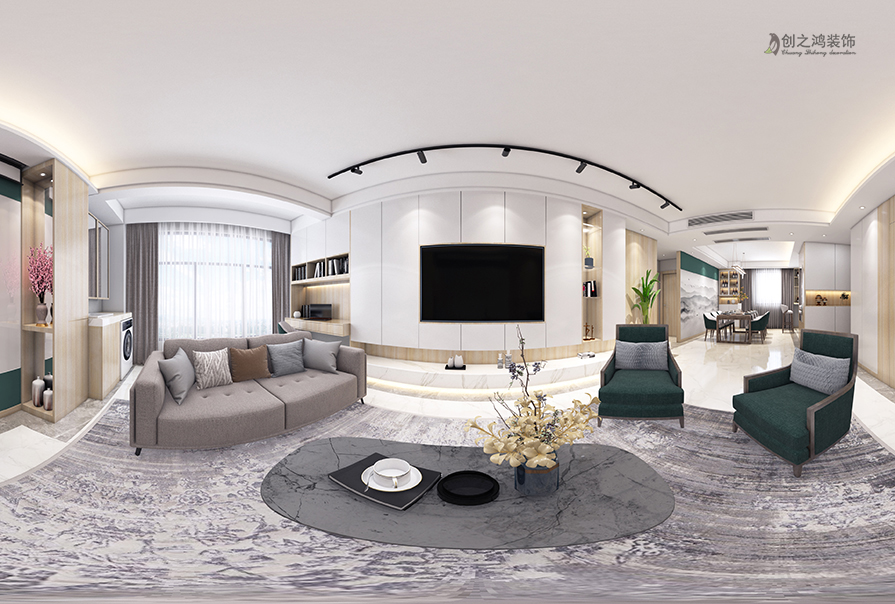 雅居樂130㎡現代簡約風裝修效果圖！