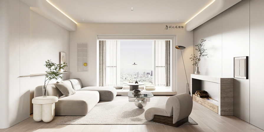 萬科西華府105㎡簡(jiǎn)約奶油風(fēng)格裝修效果圖