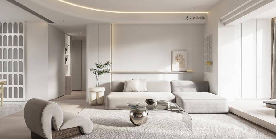 萬科西華府105㎡簡(jiǎn)約奶油風(fēng)格裝修效果圖