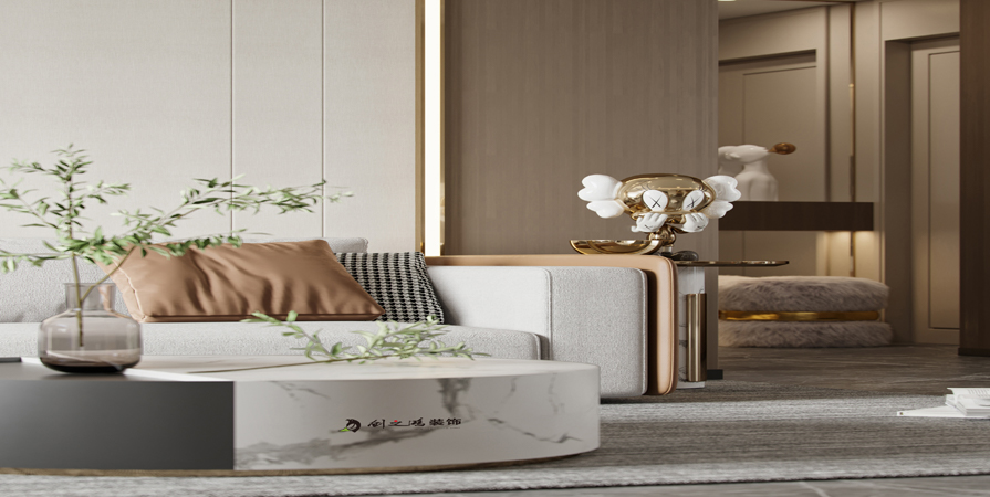 復興門家園136㎡現(xiàn)代輕奢風格三居室裝修案例