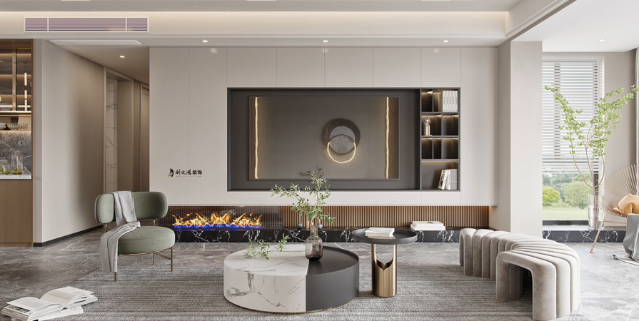 復興門家園136㎡現(xiàn)代輕奢風格三居室裝修案例