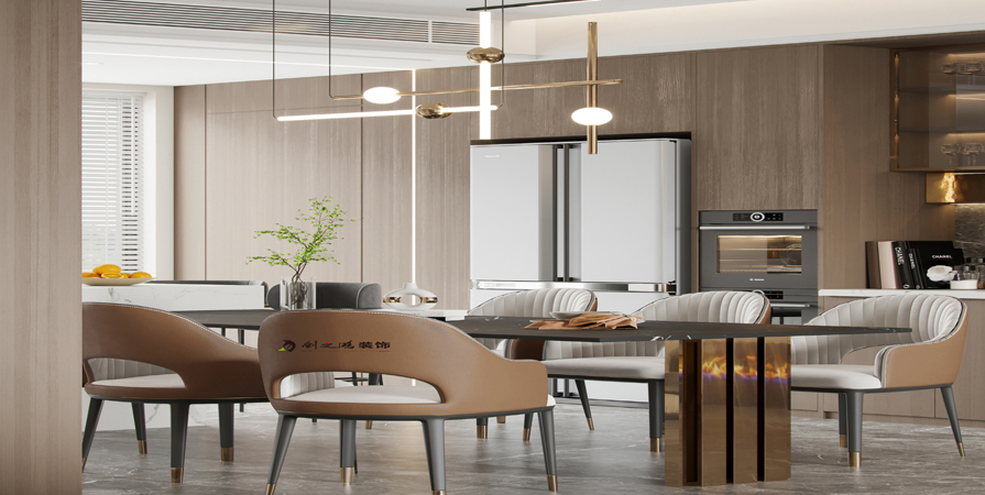 復興門家園136㎡現(xiàn)代輕奢風格三居室裝修案例