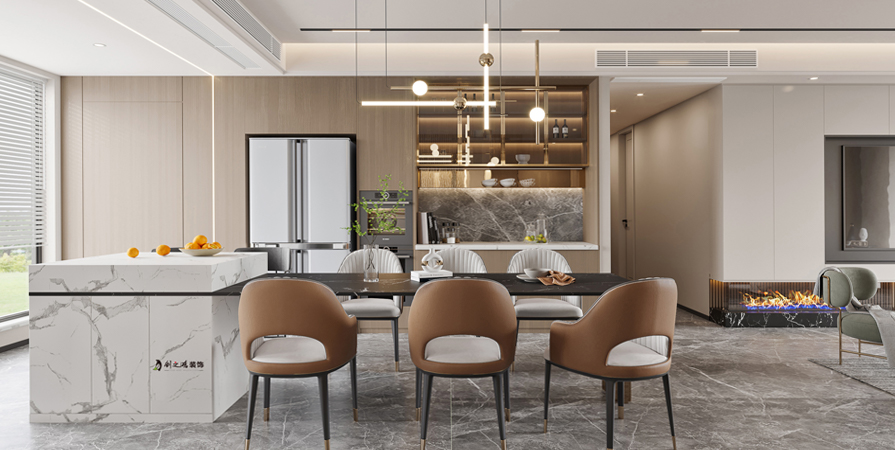 復興門家園136㎡現(xiàn)代輕奢風格三居室裝修案例