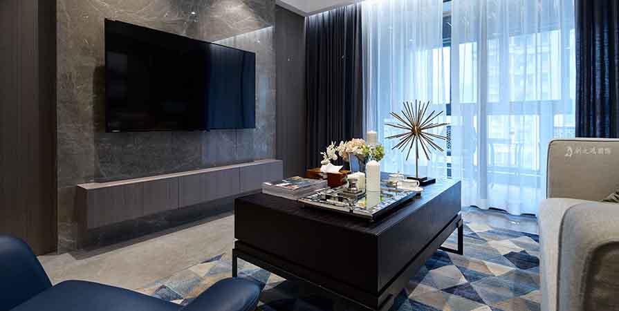 中儲城邦108㎡現(xiàn)代輕奢風格三居室裝修案例