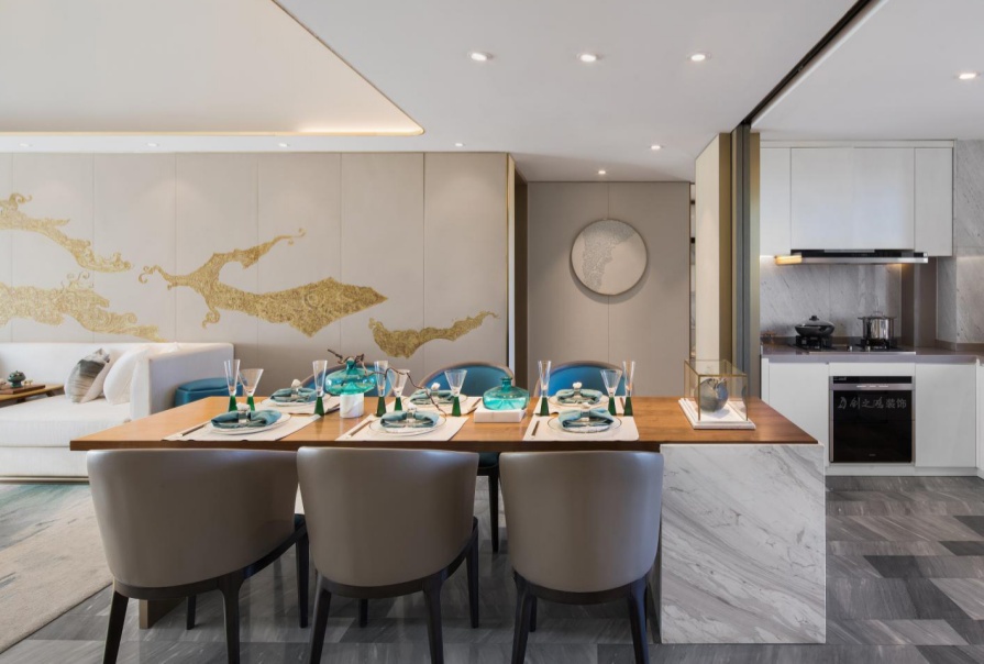 鵬飛南開學(xué)苑127㎡新中式風(fēng)格三居室裝修案例