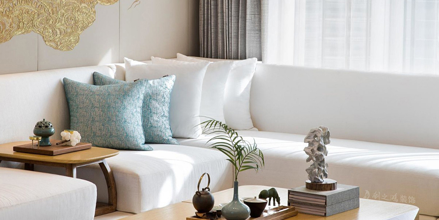 鵬飛南開學(xué)苑127㎡新中式風(fēng)格三居室裝修案例