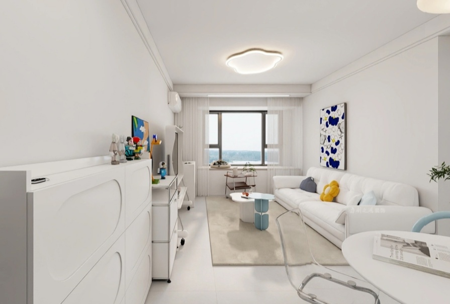 保利和光塵樾89㎡奶油風(fēng)格三居室原創(chuàng)案例