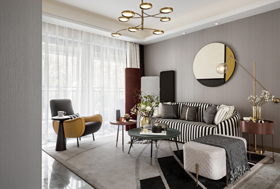 金地·青云玖璋128㎡混搭風格三居室裝修案例