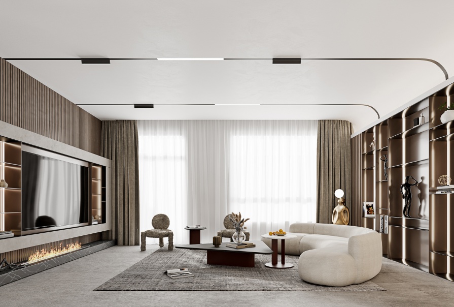 聽(tīng)湖小鎮(zhèn)110㎡意式輕奢風(fēng)格別墅裝修案例