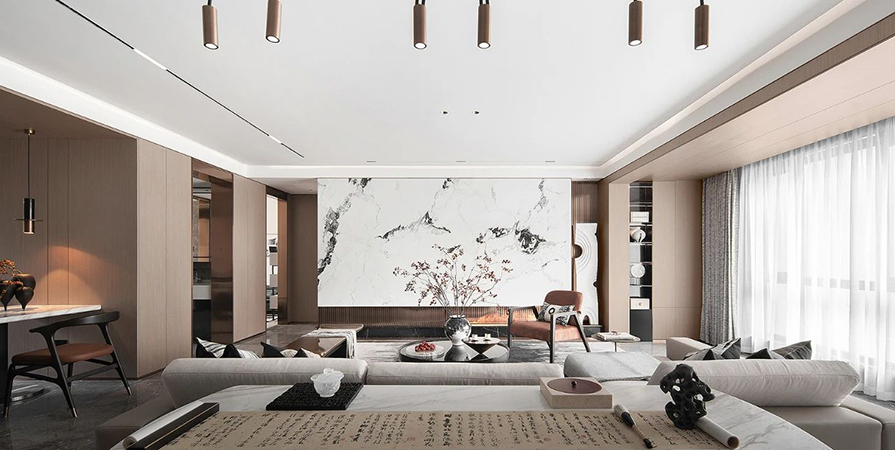 中建理想城143㎡新中式風(fēng)格三居室裝修案例